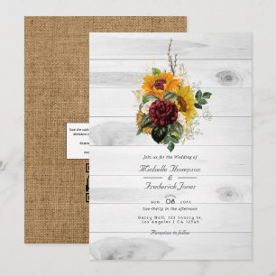 Convite Código QR Floral de Outono Rústico RSVP Casamento