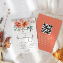 Código QR Floral de Peônias de Pêssego Casamento