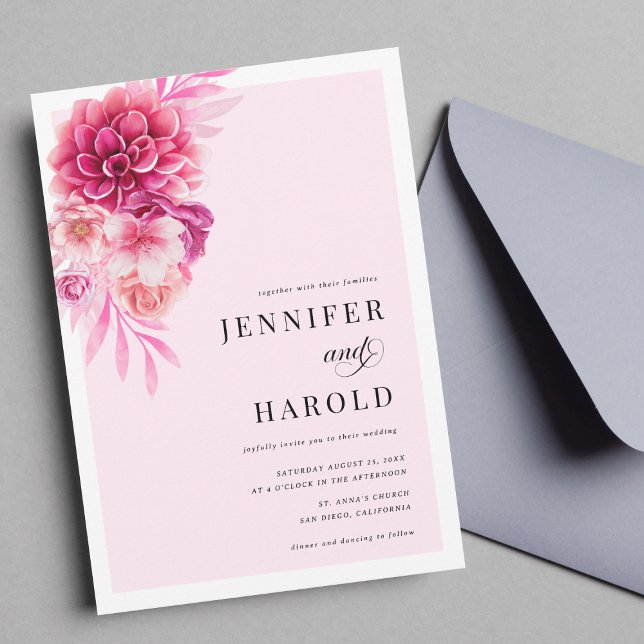 Convite Código QR Floral de Rosa Quente Vibrante Todos em  (Criador carregado)