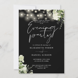 Convite Código QR Floral de Verdor Casamento Festa Noturna
