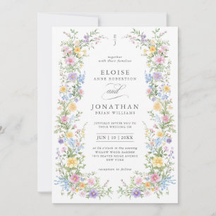 Convite Código QR Floral Ornado de Pastel Suave para Casam