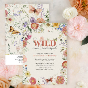 Convite Código QR Flores Presas Wild & OneMaravilha Aniver