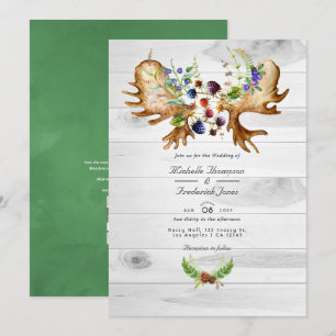 Convite Código QR Floresta Rústica Aquarela RSVP Casamento