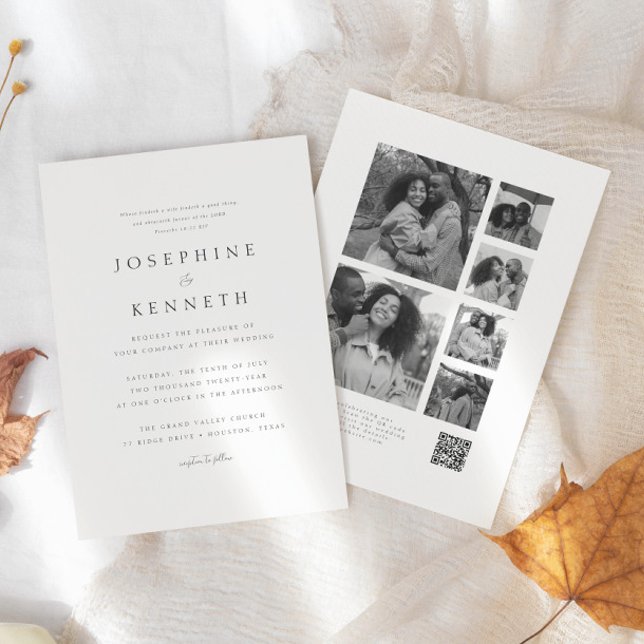 Convite Código QR Foto Colagem Cristã Tudo em Um Casamento (Criador carregado)