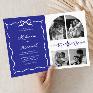 Convite Código QR Foto de Casamento Arco Branco Desenhado