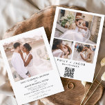 Convite Código QR: Foto de Casamento Branco Minimalista<br><div class="desc">Convite De Casamento Minimalista De Foto Moderno Elegante 4. Os cartões de código QR de Convite para Casamento contêm uma tipografia moderna que é elegante,  simples e moderna de usar depois de você celebrar o dia de casamento simples e minimalista.</div>
