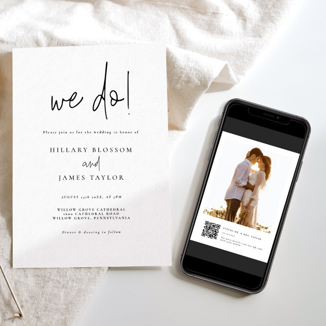 Convite Código QR Foto Moderna Imaginária Que Fazemos Casa (Criador carregado)