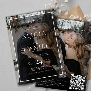 Convite código QR fotografia de casamento tipografia moder