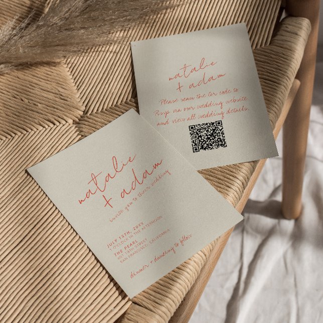 Convite Código QR Laranja Brilhante Retro Brincadeira Whim (Criador carregado)