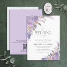 Código QR Lavanda Lilac Casamento Floral de Script