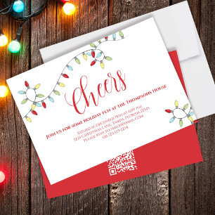 Convite Código QR Luzes de Natal Coloridas Alegres