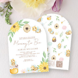 Convite Código QR Mamãe para Bebê Chá de fraldas neutro po