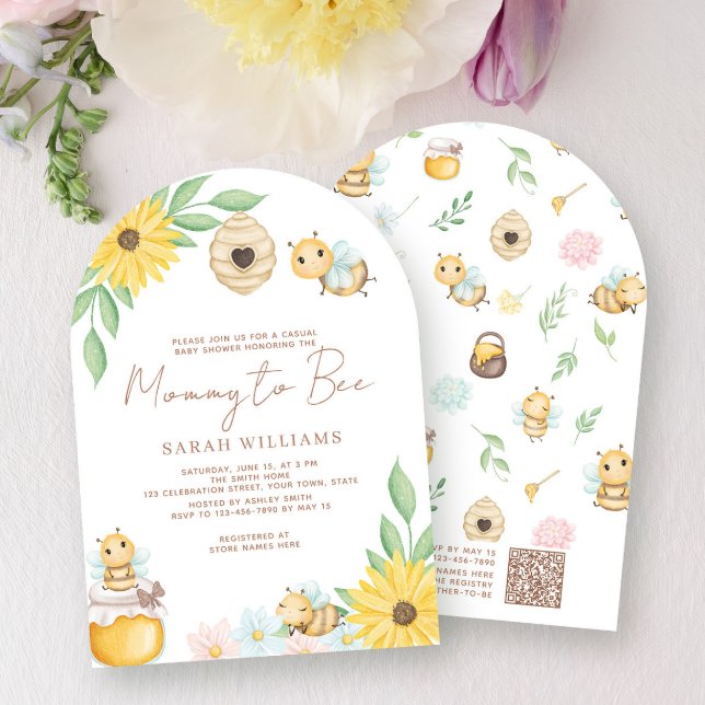 Convite Código QR Mamãe para Bebê Chá de fraldas neutro po (Criador carregado)