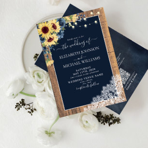 Convite Código QR Marinho Casamento de rendas de madeira d