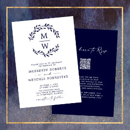 Convite Código QR Marinho RSVP Casamento de Terra Azul Mon