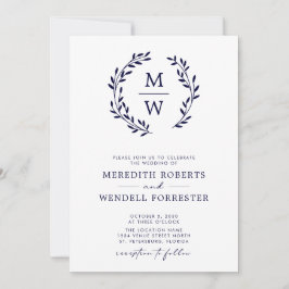 Convite Código QR Marinho RSVP Casamento de Terra Azul Mon