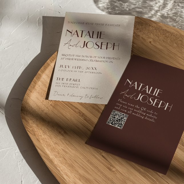 Convite Código QR Marrom Chocolate Elegante Dinheiro Antig (Criador carregado)