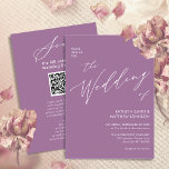 Convite Código QR Mauve Elegante Tudo Em Um Casamento Mode<br><div class="desc">Código QR Mauve Elegante Tudo Em Um Simples Cartão De Convite De Casamento Minimalista Simples De Script Moderno. Celebre o seu dia especial com esta elegante e bela carta de convite para casamento para embelezar a sua ocasião especial. Todos os textos estão pré-organizados para que você personalize fácil e rapidamente...</div>