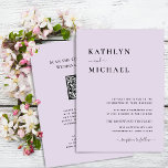 Convite Código QR Mauve Elegante Tudo Em Um Casamento Mode<br><div class="desc">Mauve Purple Modern Typografia QR Code Tudo Em Um Cartão De Convite De Casamento Minimalista. Celebre o seu dia especial com esta elegante e bela carta de convite para casamento para embelezar a sua ocasião especial. Todos os textos estão pré-organizados para que você personalize fácil e rapidamente com seus próprios...</div>