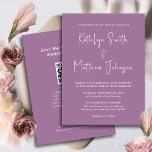 Convite Código QR Mauve Elegante Tudo Em Um Casamento Mode<br><div class="desc">Código QR Mauve Elegante Tudo Em Um Simples Cartão De Convite De Casamento Minimalista Simples De Script Moderno. Celebre o seu dia especial com esta elegante e bela carta de convite para casamento para embelezar a sua ocasião especial. Todos os textos estão pré-organizados para que você personalize fácil e rapidamente...</div>