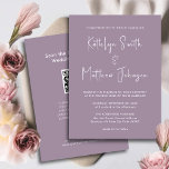 Convite Código QR Mauve Elegante Tudo Em Um Casamento Mode<br><div class="desc">Código QR Mauve Elegante Tudo Em Um Simples Cartão De Convite De Casamento Minimalista Simples De Script Moderno. Celebre o seu dia especial com esta elegante e bela carta de convite para casamento para embelezar a sua ocasião especial. Todos os textos estão pré-organizados para que você personalize fácil e rapidamente...</div>