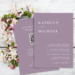 Convite Código QR Mauve Elegante Tudo Em Um Casamento Mode<br><div class="desc">Mauve Purple Modern Typografia QR Code Tudo Em Um Cartão De Convite De Casamento Minimalista. Celebre o seu dia especial com esta elegante e bela carta de convite para casamento para embelezar a sua ocasião especial. Todos os textos estão pré-organizados para que você personalize fácil e rapidamente com seus próprios...</div>
