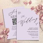 Convite Código QR Mauve Tudo Em Um Casamento De Script Ele<br><div class="desc">Código QR Mauve Tudo Em Um Cartão De Convite De Casamento Moderno E Minimalista De Script Elegante. Celebre o seu dia especial com esta elegante e bela carta de convite para casamento para embelezar a sua ocasião especial. Todos os textos estão pré-organizados para que você personalize fácil e rapidamente com...</div>