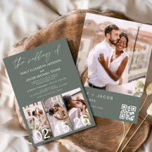 Código QR Minimalista de Casamento Verde Sage