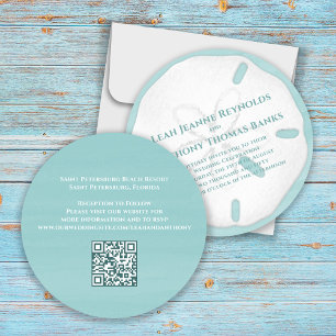 Convite Código QR Minimalista Dólar de Areia Tropical da P