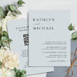 Convite Código QR Moderno Azul Dusty Tudo em Um Casamento<br><div class="desc">Dusty Blue Modern Typografia QR Code, Tudo Em Um Simples Cartão De Convite De Casamento Minimalista. Celebre o seu dia especial com esta elegante e bela carta de convite para casamento para embelezar a sua ocasião especial. Todos os textos estão pré-organizados para que você personalize fácil e rapidamente com seus...</div>