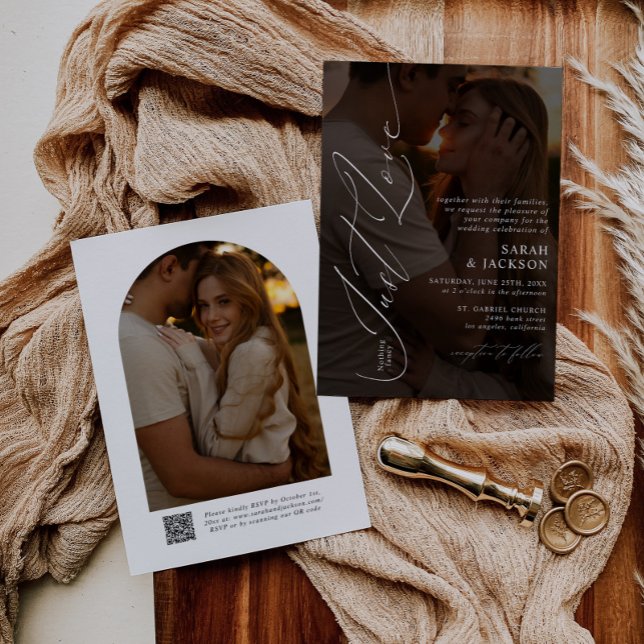 Convite Código QR moderno Nada de Rico apenas ama casament (Criador carregado)