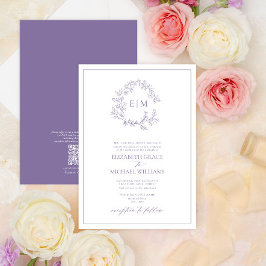 Convite Código QR Monograma de Folheto de Lavanda Formal