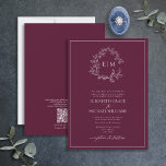 Convite Código QR Monograma Formal de Folheto da Borgonha<br><div class="desc">Estamos amando esta moda, convite formal de casamento em Burgundy! Simples, elegante e tão bonito, ele apresenta uma coroa desenhada à mão rodeando um monograma moderno de casamento. Tradicional em termos de redação, apresenta os nomes dos pais que alojam o casamento, é personalizado em tipografia elegante, e acentuado com caligrafia...</div>