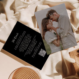 Convite Código QR Orçamento Tudo em Um Casamento Preto de