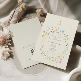 Convite Código QR para Casamento Boho com Flores Silvestre