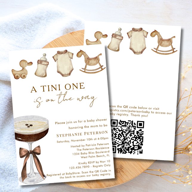 Convite Código QR para Chá de Bebê do Tini One Espresso Ma (Criador carregado)