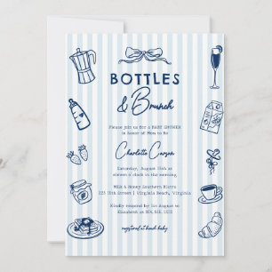 Convite Código QR para Chá de Bebê Garrafas e Brunch Doodl