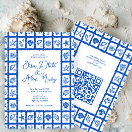 Convite Código QR PERSONALIZADO de Casamento de Praia da S