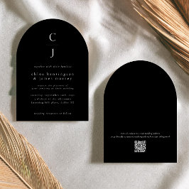 Convite Código QR Personalizado de Preto Sólido Moderno Mo
