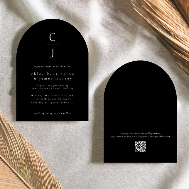 Convite Código QR Personalizado de Preto Sólido Moderno Mo (Criador carregado)