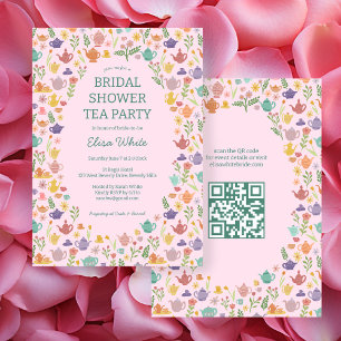 Convite Código QR PERSONALIZADO do Chá de panela de Tea Pa