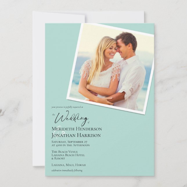 Convite Código QR Photo Beach Sea Glass Simple Elegante (Frente)