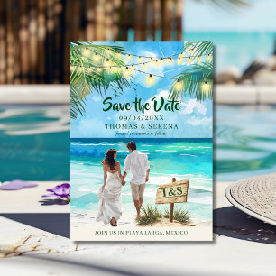 Convite Código QR Praia Tropical Salvar o Destino da Data