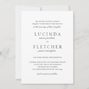 Convite Código QR Preto e Branco Old Money Casamento Elega
