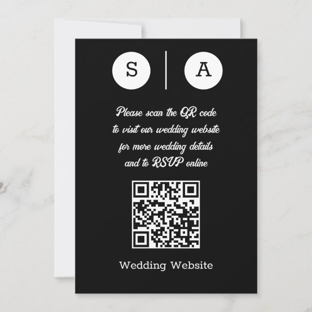 Convite Código QR preto e branco, Simples e Chic (Frente)
