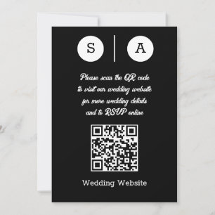 Convite Código QR Preto e Branco, Simples e Elegante