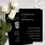 Convite Código QR Preto Elegante Tudo em um Casamento Mode<br><div class="desc">Elegante Dark Black Modern Typografia Moderna QR Code, Tudo Em Um Cartão De Convite De Casamento Minimalista. Celebre o seu dia especial com esta elegante e bela carta de convite para casamento para embelezar a sua ocasião especial. Todos os textos estão pré-organizados para que você personalize fácil e rapidamente com...</div>
