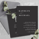 Convite Código QR Preto Elegante Tudo em um Casamento Mode<br><div class="desc">O Elegante Código QR da Tipografia Moderna Branca e Preta, Tudo Em Um Cartão De Convite De Casamento Minimalista. Celebre o seu dia especial com esta elegante e bela carta de convite para casamento para embelezar a sua ocasião especial. Todos os textos estão pré-organizados para que você personalize fácil e...</div>