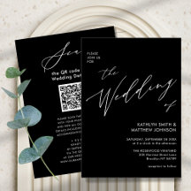 Código QR Preto Elegante Tudo em um Casamento Mode