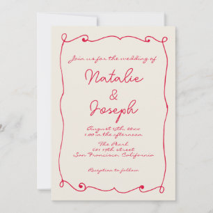 Convite Código QR Retrorização Escrita à Mão com Casamento